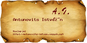 Antunovits István névjegykártya